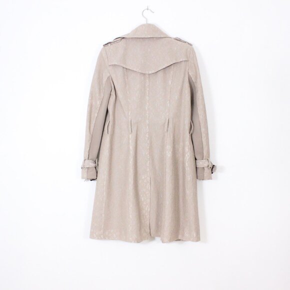 *BCBGeneration Women's Belted Lace Beige Trench Coat - Picture 9 of 11